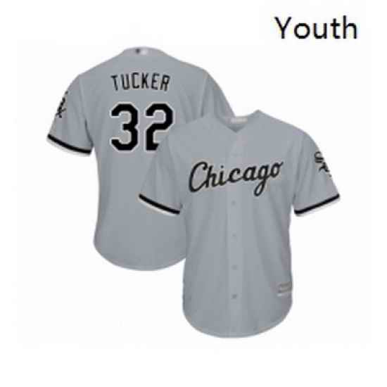 Youth Chicago White Sox 32 Preston Tucker Replica Grey Road Cool Base Baseball Jersey